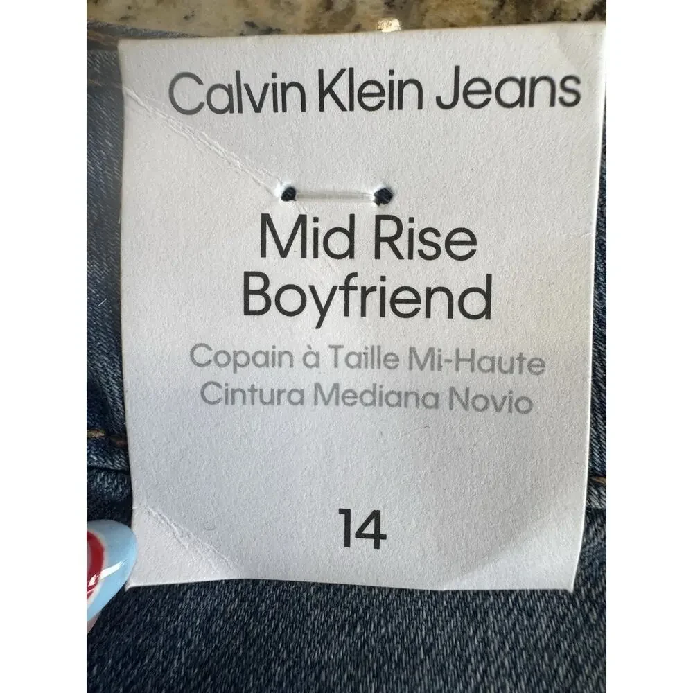 CALVIN KLEIN Jean Shorts Girls Size 14 mid rise boy shorts New Stretch